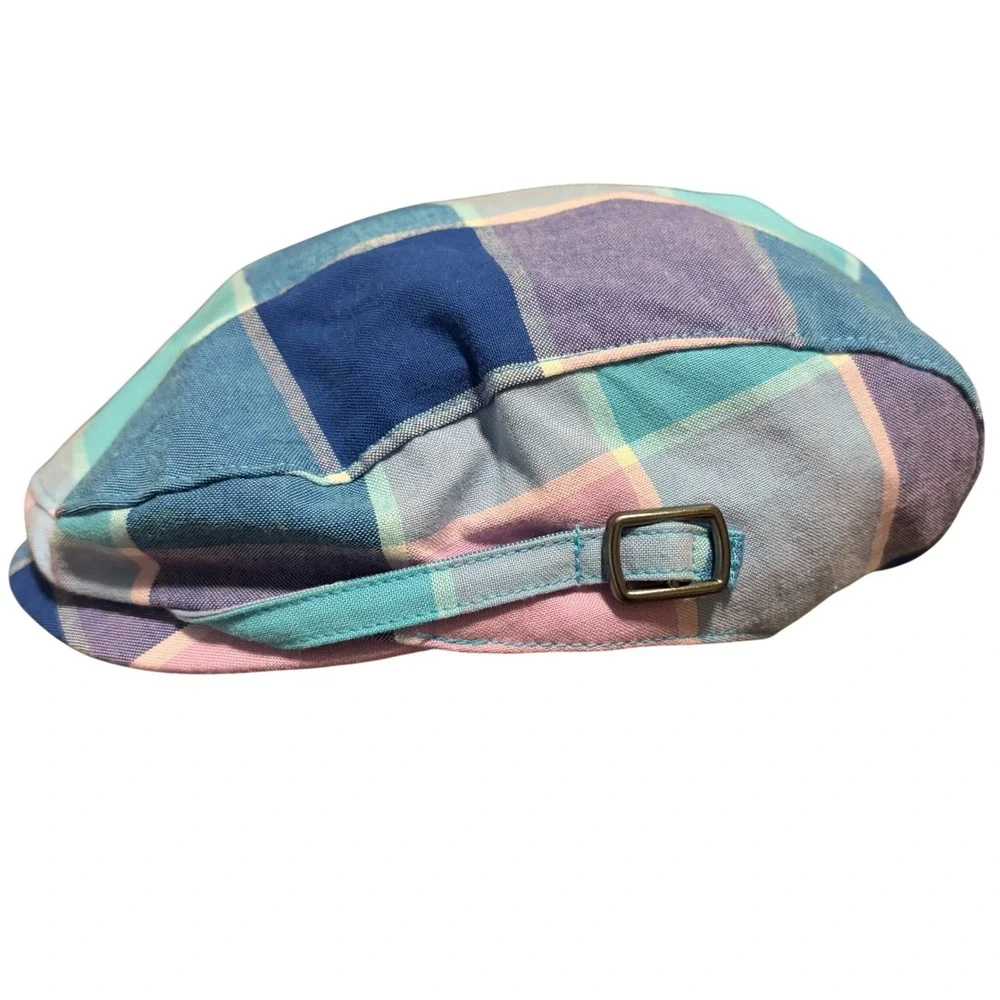 NEW Janie and Jack Plaid Newsboy Cap 6 to 12 Months Pink Blue Hat Baby Boy Gift